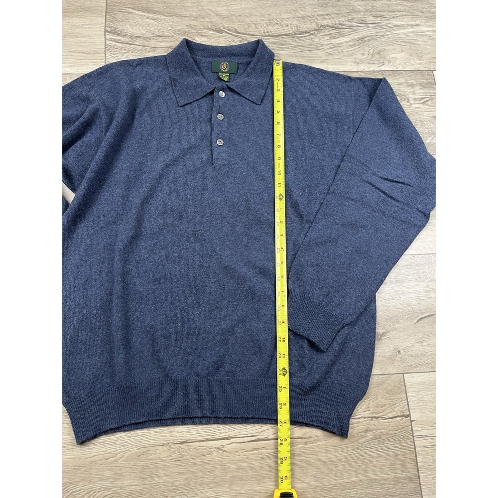 Club Room 100% Cashmere Sweater Men's Size Medium Blue Collared 1/4 Button VTG - Picture 3 of 9